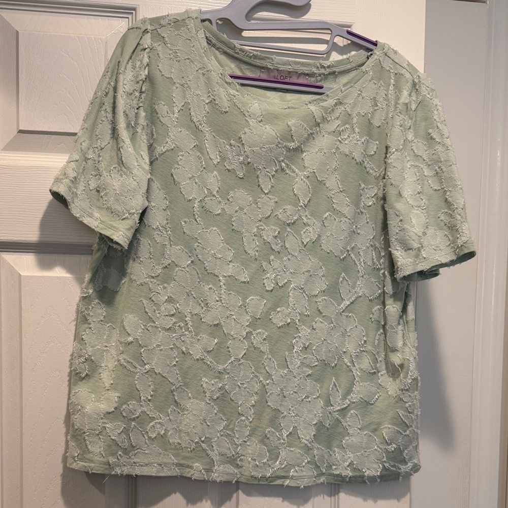 LOFT Lace style layered Blouse in Soft Green